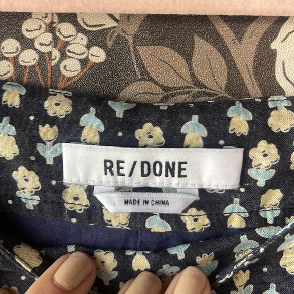 NWOT RE/DONE Women's Blue Floral-print Cotton-blend Jersey Mini Dress - Picture 7 of 7